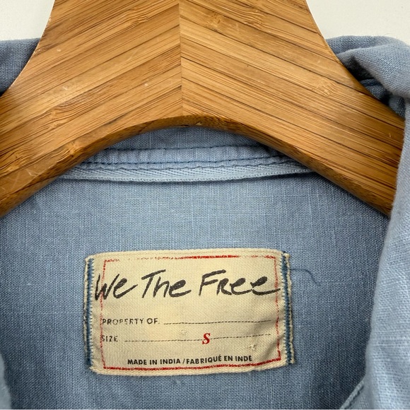 Free People We The Free Made For Sun Linen Oversized Button Down Shirt Blue S - Picture 7 of 12